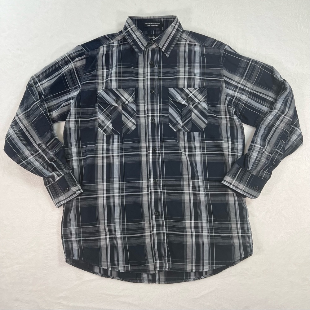 Beverly Hills Polo Club button up plaid dress shirt size Medium